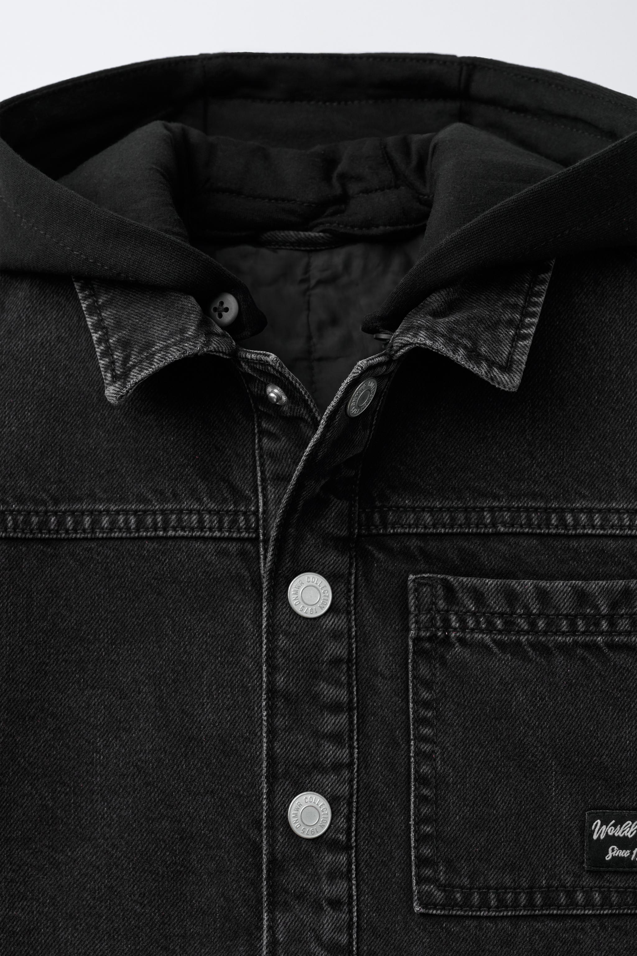 SURCHEMISE EN DENIM MATELASSÉE À CAPUCHE AMOVIBLE